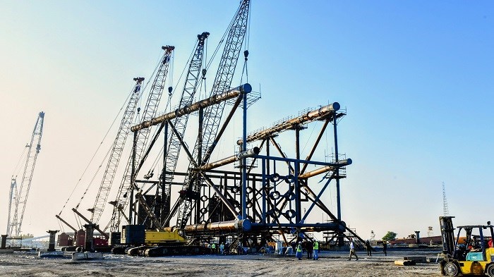 Execution of Roll-Up Operation for Farzad B Platform Jacket at Khorramshahr Yard